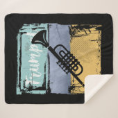 Trumpet Retro Style Muziek Sherpa Deken (Voorkant (horizontaal))
