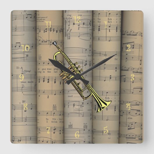 Trumpet ~ Rollend vel Music Background ~ Musical Vierkante Klok (Voorkant)