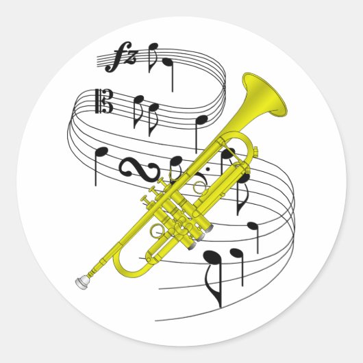 Trumpet Ronde Sticker (Voorkant)