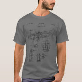 Trumpet Schematic Blueprint Jazz Trumpet Player T-shirt (Voorkant)