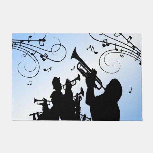 Trumpet Section Blue Music Deurmat (Voorkant)