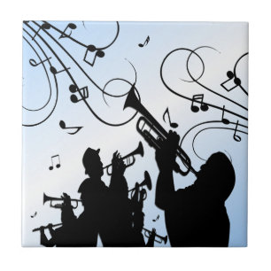 Trumpet Section Blue Music Tegeltje