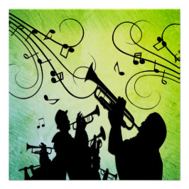 Trumpet Section Green Music Perfect Poster