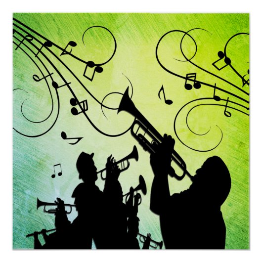 Trumpet Section Green Music Perfect Poster (Voorkant)