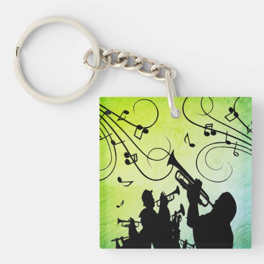 Trumpet Section Green Music Sleutelhanger (Voorkant)