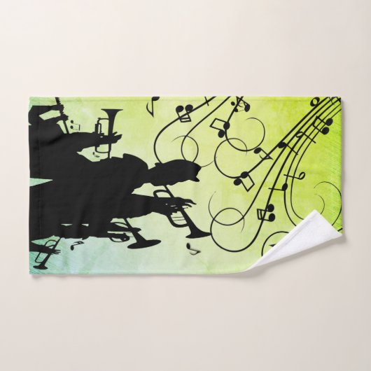 Trumpet Section Jazz Music Green Bad Handdoek (Handdoek)