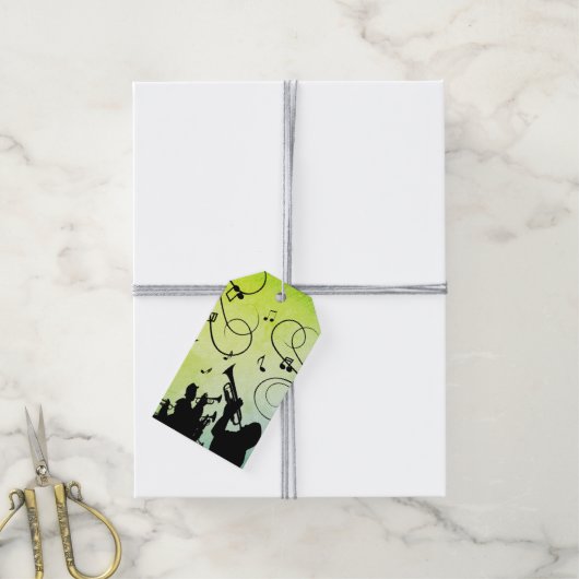 Trumpet Section Jazz Music Green Cadeaulabel (Met Touw)