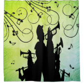 Trumpet Section Jazz Music Green Douchegordijn (Voorkant)