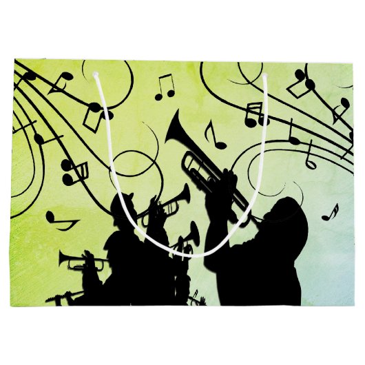 Trumpet Section Jazz Music Green Groot Cadeauzakje (Achterkant)