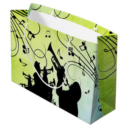 Trumpet Section Jazz Music Green Groot Cadeauzakje (Achterkant Gekanteld)