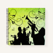 Trumpet Section Jazz Music Green Notitieboek (Voorkant)