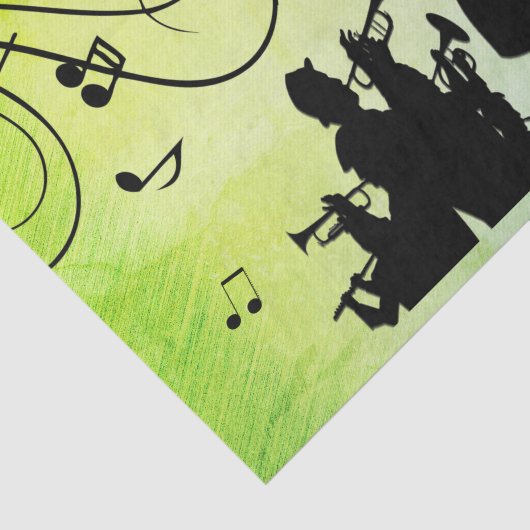 Trumpet Section Jazz Music Green Tissuepapier (Detail)