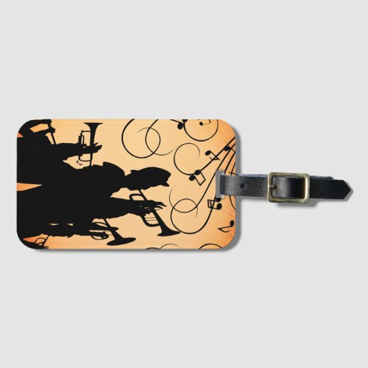 Trumpet Section Jazz Music Oranje Rust Bagagelabel (Voorkant (horizontaal))