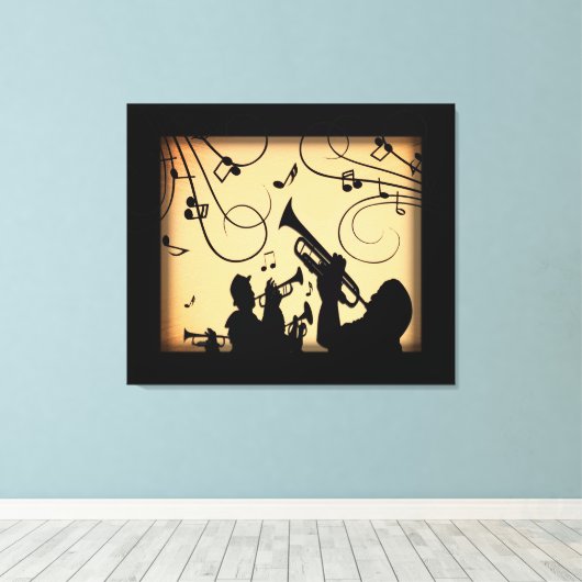 Trumpet Section Jazz Music Oranje Rust Canvas Afdruk (Insitu (Houten vloer))