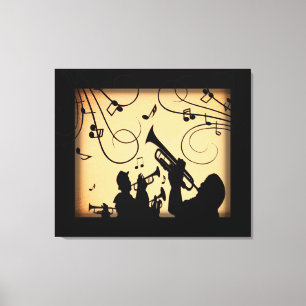 Trumpet Section Jazz Music Oranje Rust Canvas Afdruk
