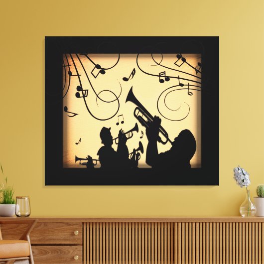 Trumpet Section Jazz Music Oranje Rust Canvas Afdruk (Insitu (Woonkamer))