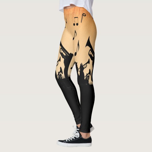 Trumpet Section Jazz Music Oranje Rust Leggings (Links)