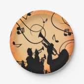 Trumpet Section Jazz Music Oranje Rust Papieren Bordje (Voorkant)