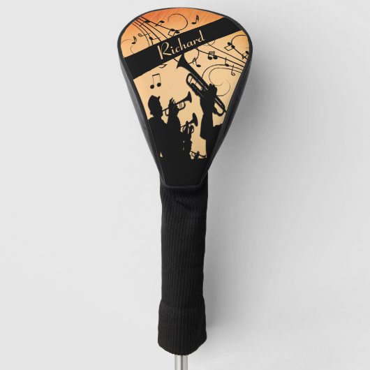 Trumpet Section Jazz Music Oranje Rust Personal Golfheadcover (Voorkant)