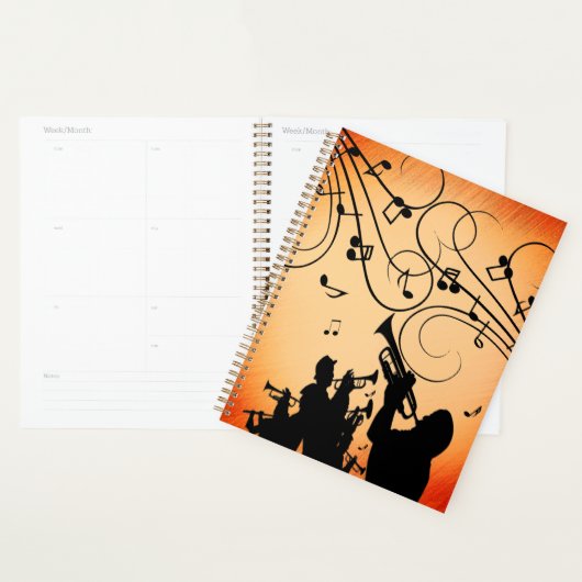 Trumpet Section Jazz Music Oranje Rust Planner (Display)