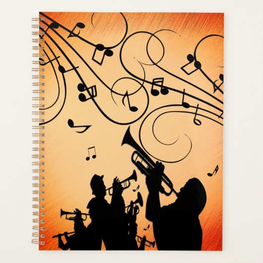 Trumpet Section Jazz Music Oranje Rust Planner (Voorkant)