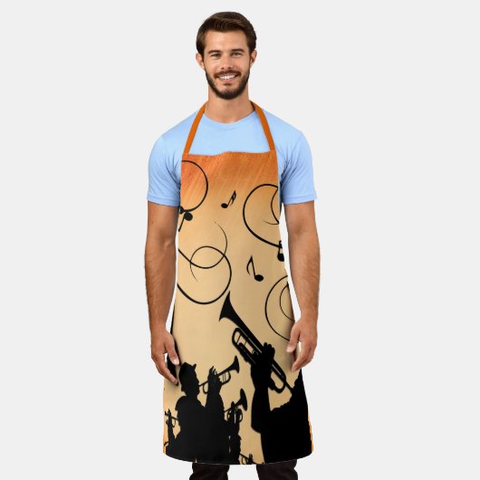 Trumpet Section Jazz Music Oranje Rust Schort (Gedragen)