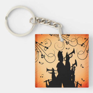 Trumpet Section Jazz Music Oranje Rust Sleutelhanger