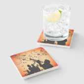 Trumpet Section Jazz Music Oranje Rust Stenen Onderzetter (Zijkant)