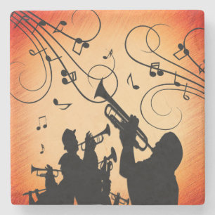 Trumpet Section Jazz Music Oranje Rust Stenen Onderzetter