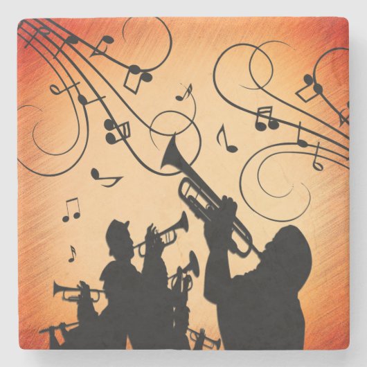 Trumpet Section Jazz Music Oranje Rust Stenen Onderzetter (Voorkant)