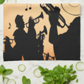 Trumpet Section Jazz Music Oranje Rust Theedoek (Gevouwen)