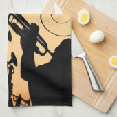 Trumpet Section Jazz Music Oranje Rust Theedoek (Quarter Fold)