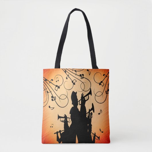 Trumpet Section Jazz Music Oranje Rust Tote Bag (Voorkant)