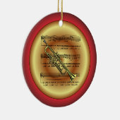 Trumpet ~ Sheet Music ~ Red/Green/Gold ~ Kerstmis Keramisch Ornament (Rechts)