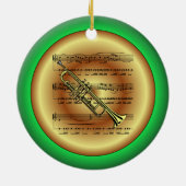 Trumpet ~ Sheet Music ~ Red/Green/Gold ~ Kerstmis Keramisch Ornament (Achterkant)