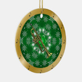 Trumpet ~ Silver ~ Green ~ Gold ~ Kerstmis ~ Keramisch Ornament (Rechts)