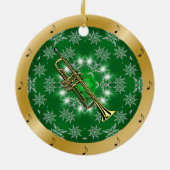 Trumpet ~ Silver ~ Green ~ Gold ~ Kerstmis ~ Keramisch Ornament (Achterkant)