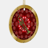 Trumpet ~ Silver ~ Red ~ Gold ~ Kerstmis ~ Keramisch Ornament (Rechts)