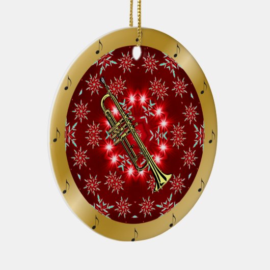 Trumpet ~ Silver ~ Red ~ Gold ~ Kerstmis ~ Keramisch Ornament (Rechts)