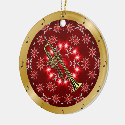 Trumpet ~ Silver ~ Red ~ Gold ~ Kerstmis ~ Keramisch Ornament (Links)
