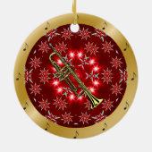 Trumpet ~ Silver ~ Red ~ Gold ~ Kerstmis ~ Keramisch Ornament (Achterkant)