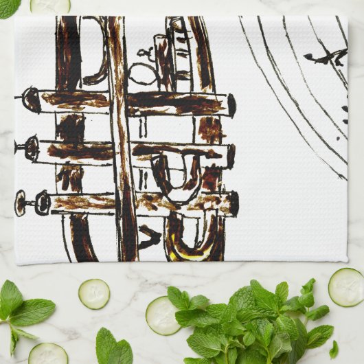 Trumpet Simple Sketch 2 Theedoek (Gevouwen)