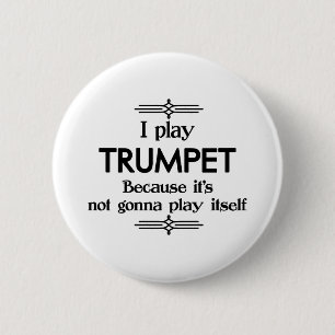 Trumpet - Speel zelf Funny Deco Music Ronde Button 5,7 Cm