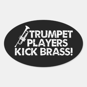 Trumpet spelers Kick Brass. Ovale Sticker