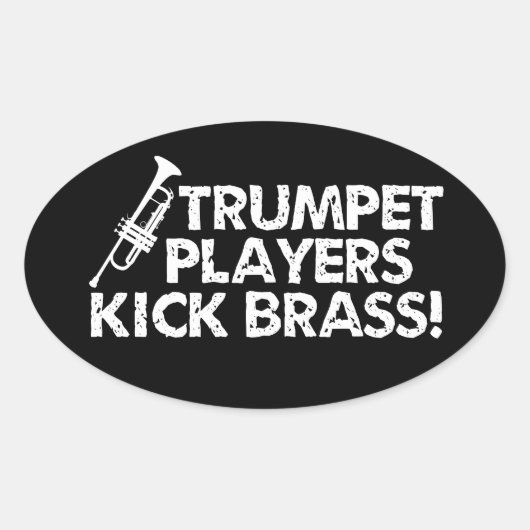 Trumpet spelers Kick Brass. Ovale Sticker (Voorkant)