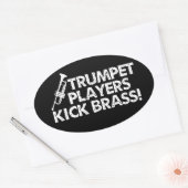 Trumpet spelers Kick Brass. Ovale Sticker (Envelop)