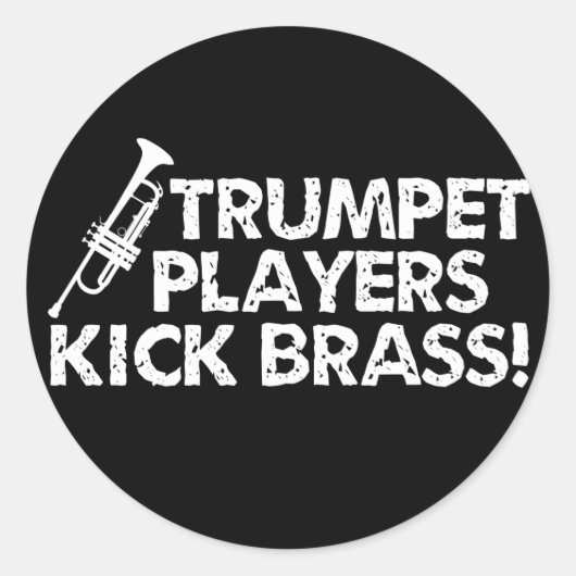 Trumpet spelers Kick Brass. Ronde Sticker (Voorkant)