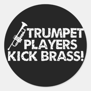 Trumpet spelers Kick Brass. Ronde Sticker