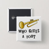 Trumpet Toot Vierkante Button 5,1 Cm (Voorkant /achterkant)