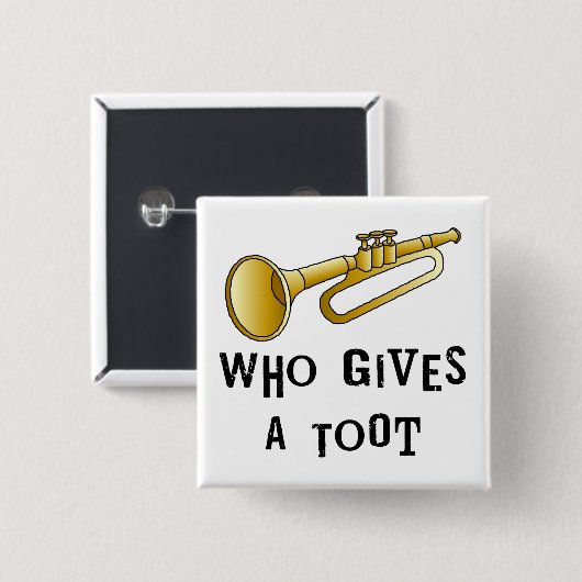 Trumpet Toot Vierkante Button 5,1 Cm (Voorkant /achterkant)